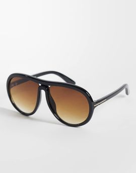 Reclaimed Vintage Reclaimed Vintage oversized aviator with light lens in brown-Yellow