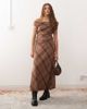 Reclaimed Vintage Reclaimed Vintage plaid print tailored off shoulder top in brown - part of a set-pink - 3