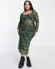 Reclaimed Vintage Reclaimed Vintage Plus mesh top in grunge green floral print - part of a set - 4