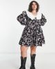 Reclaimed Vintage Reclaimed Vintage Plus printed mini dress with contrast collar in floral print-Multi - 1