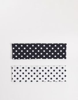 Reclaimed Vintage Reclaimed Vintage polka dot 2 pack headband in black and white-Multi