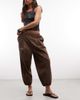 Reclaimed Vintage Reclaimed Vintage poplin bloomer 3/4 length pants in chocolate brown - 1