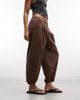 Reclaimed Vintage Reclaimed Vintage poplin bloomer 3/4 length pants in chocolate brown - 2