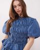 Reclaimed Vintage Reclaimed vintage puff sleeve shirred detail top in blue denim wash - part of a set - 1