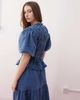 Reclaimed Vintage Reclaimed vintage puff sleeve shirred detail top in blue denim wash - part of a set - 4
