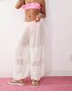 Reclaimed Vintage Reclaimed Vintage pull on balloon beach pants with lace inserts and adjustable ties in white-Multi - 2