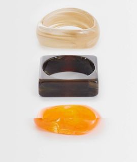 Reclaimed Vintage Reclaimed Vintage resin 3 pack bangles in orange-Multi