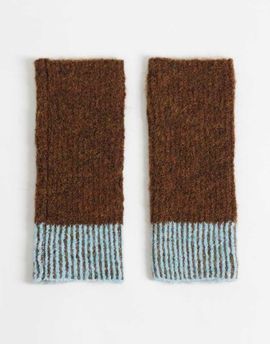 Reclaimed Vintage Reclaimed Vintage reversible handwarmers in chocolate brown and blue-Multi