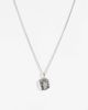 Reclaimed Vintage Reclaimed Vintage rhodium pendant with star emboss necklace-Silver - 3