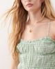 Reclaimed Vintage Reclaimed Vintage romper with cross-back and shirring in green check-Multi - 3