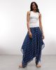 Reclaimed Vintage Reclaimed Vintage ruched midi skirt with asymmetric hem in navy polka dot print-Blue - 1
