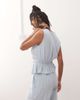 Reclaimed Vintage Reclaimed Vintage ruched tie front linen blend top in power blue - 3