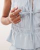 Reclaimed Vintage Reclaimed Vintage ruched tie front linen blend top in power blue - 4