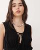 Reclaimed Vintage Reclaimed Vintage ruched tie front top linen blend top in black - 3
