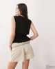 Reclaimed Vintage Reclaimed Vintage ruched tie front top linen blend top in black - 4