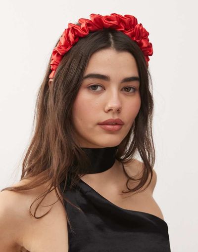 Reclaimed Vintage Reclaimed Vintage ruffle satin headband in red