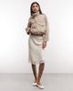 Reclaimed Vintage Reclaimed Vintage satin awkward length skirt with lace trim in ivory-White - 1
