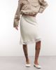 Reclaimed Vintage Reclaimed Vintage satin awkward length skirt with lace trim in ivory-White - 3