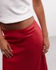 Reclaimed Vintage Reclaimed Vintage satin awkward length skirt with lace trim in red - 3