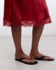 Reclaimed Vintage Reclaimed Vintage satin awkward length skirt with lace trim in red - 4