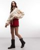 Reclaimed Vintage Reclaimed Vintage satin boxer shorts with lace trim in red - 2