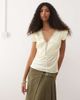 Reclaimed Vintage Reclaimed Vintage satin day top with pintucks and lace trim in butter yellow - 1