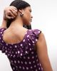 Reclaimed Vintage Reclaimed Vintage satin maxi day dress with frill neck in raspberry polka dots-Multi - 3