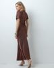 Reclaimed Vintage Reclaimed vintage satin maxi tea dress with lace trim in brown - 3