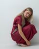 Reclaimed Vintage Reclaimed vintage satin maxi tea dress with lace trim in burgundy-RED - 2
