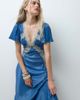 Reclaimed Vintage Reclaimed Vintage satin maxi tea dress with lace trim in navy - 1