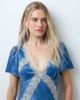 Reclaimed Vintage Reclaimed Vintage satin maxi tea dress with lace trim in navy - 3