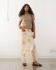 Reclaimed Vintage Reclaimed Vintage satin midi skirt with asymmetric hem and lace panel in yellow floral print-Multi - 1