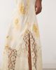 Reclaimed Vintage Reclaimed Vintage satin midi skirt with asymmetric hem and lace panel in yellow floral print-Multi - 3
