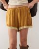 Reclaimed Vintage Reclaimed Vintage satin shorts with lace trim in mustard and green - 2