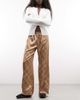 Reclaimed Vintage Reclaimed Vintage satin wide leg pants in beige check-Multi - 2