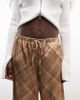 Reclaimed Vintage Reclaimed Vintage satin wide leg pants in beige check-Multi - 3