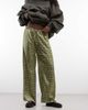 Reclaimed Vintage Reclaimed Vintage satin wide leg pants in green plaid-Multi - 2
