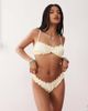 Reclaimed Vintage Reclaimed Vintage scrunchie bikini bottom with shirring in cream-White - 3