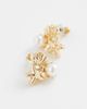 Reclaimed Vintage Reclaimed Vintage seashell stud earrings with faux pearl-Gold - 3