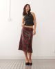 Reclaimed Vintage Reclaimed Vintage sequin midi skirt with lace hem in burgundy floral print-Red - 1