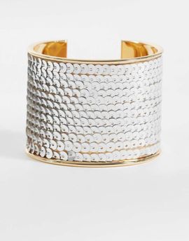 Reclaimed Vintage Reclaimed Vintage sequined cuff bangle in silver tone