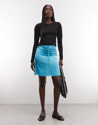 Reclaimed Vintage Reclaimed Vintage sheer awkward length skirt with in turquoise-Blue