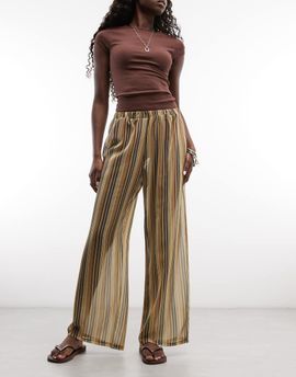 Reclaimed Vintage Reclaimed Vintage sheer wide leg pants in multi stripes