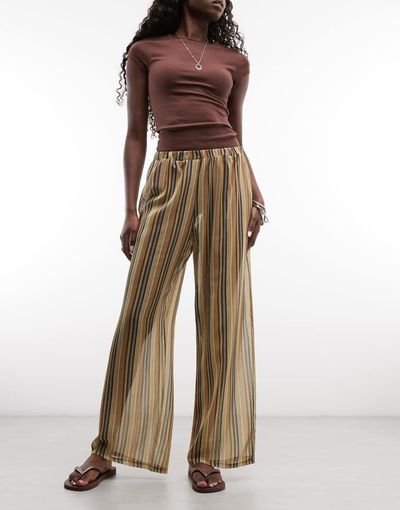 Reclaimed Vintage Reclaimed Vintage sheer wide leg pants in multi stripes