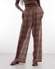 Reclaimed Vintage Reclaimed Vintage sheer wide leg pants in red plaid-Multi - 2