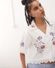 Reclaimed Vintage Reclaimed Vintage short sleeve shirt with embroidery-White - 4
