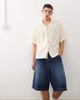 Reclaimed Vintage Reclaimed Vintage short sleeve shirt with floral embroidery detail in cream-White - 1