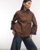 Reclaimed Vintage Reclaimed Vintage short waxed mac with check collar and cuffs in green - 1