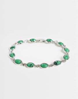 Reclaimed Vintage Reclaimed Vintage silver bracelet with malachite stones