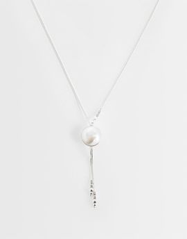 Reclaimed Vintage Reclaimed Vintage silver longline necklace with ball detail